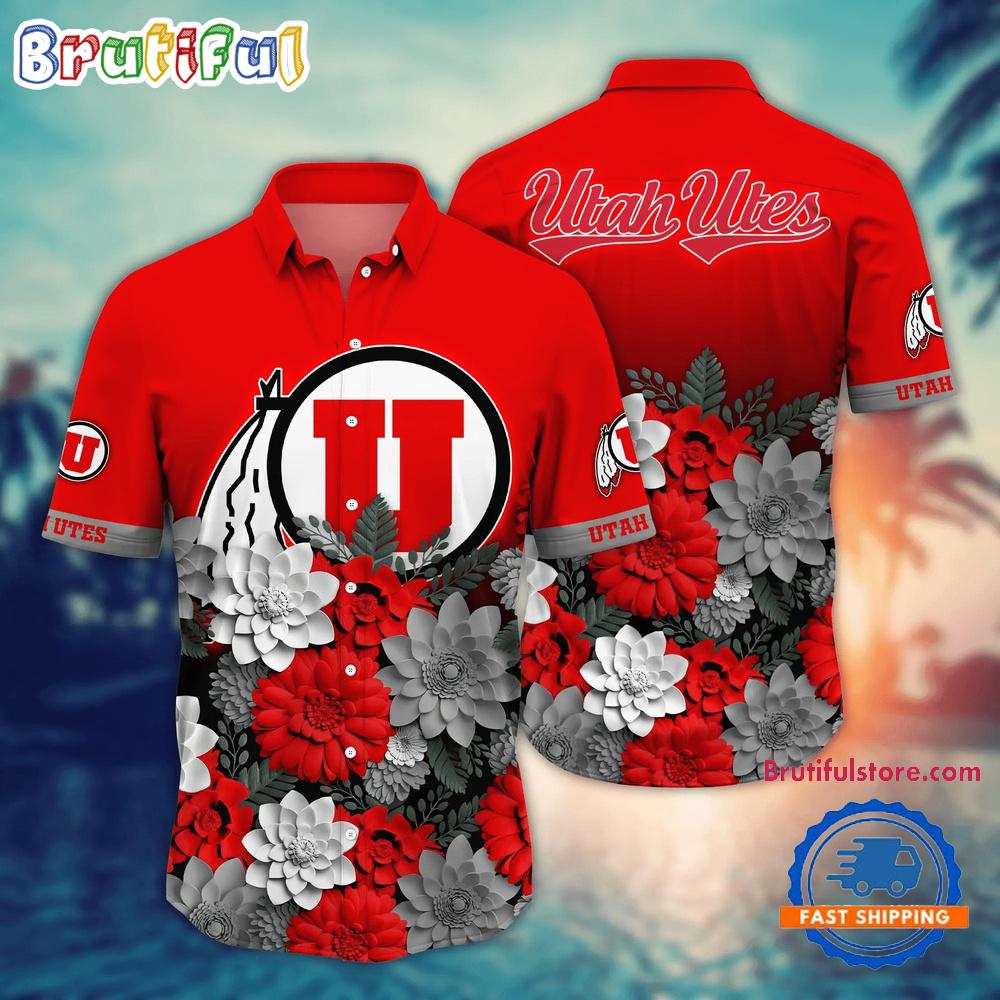 Sportswearmerch Utah Utes NCAA Flower Tropical Summer Beach Hawaiian Shirt For Fan
