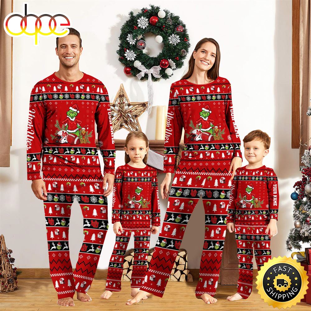 Sportswearmerch Utah Utes NCAA Grinch Christmas Personalized Pajamas For Fan