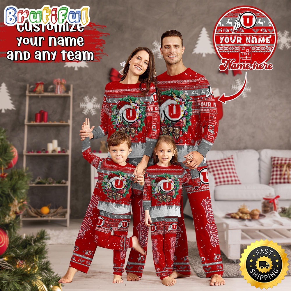 Sportswearmerch Utah Utes NCAA Personalized Pajamas Family For Fan
