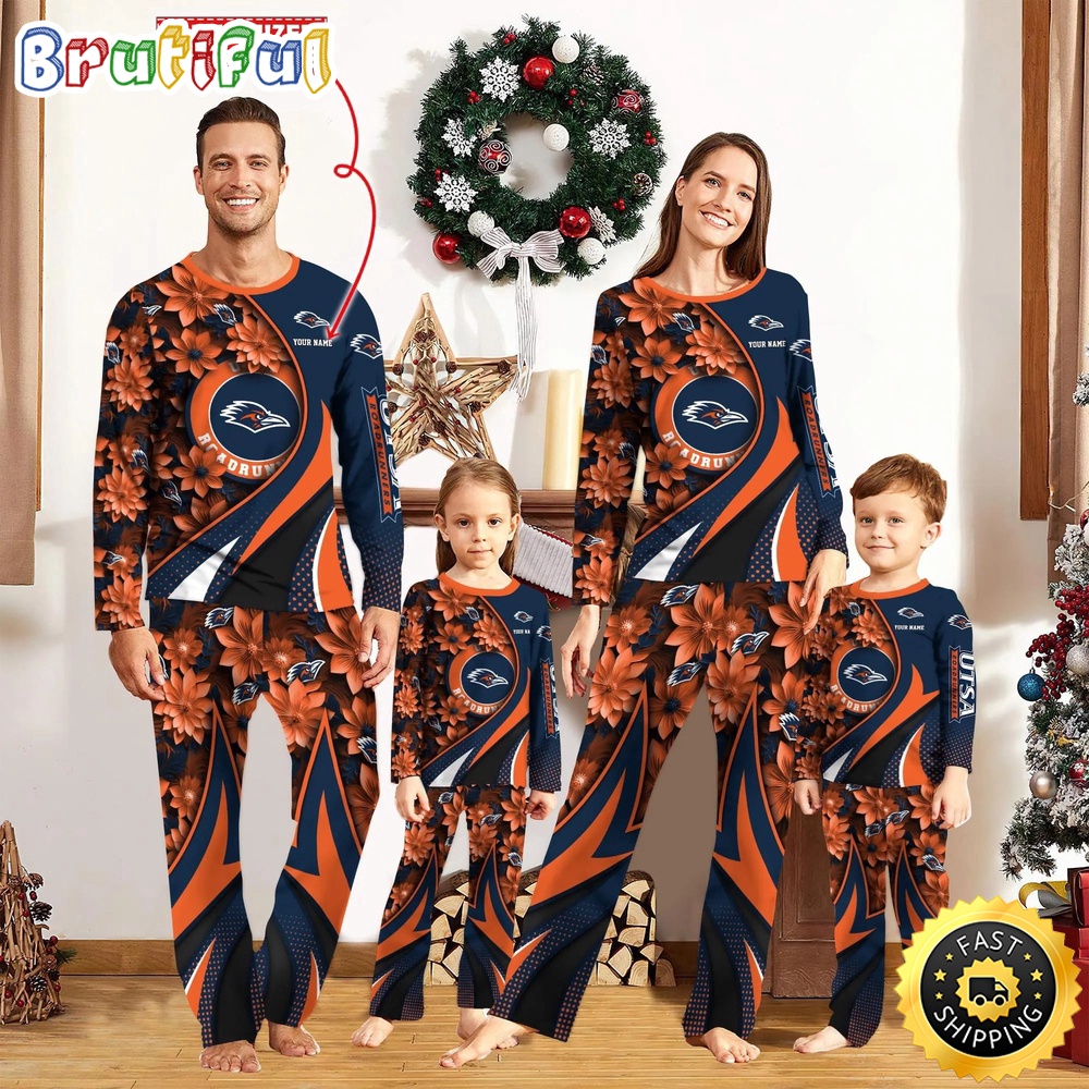 Sportswearmerch UTSA Roadrunners NCAA Flower Personalized Pajamas Family For Fan