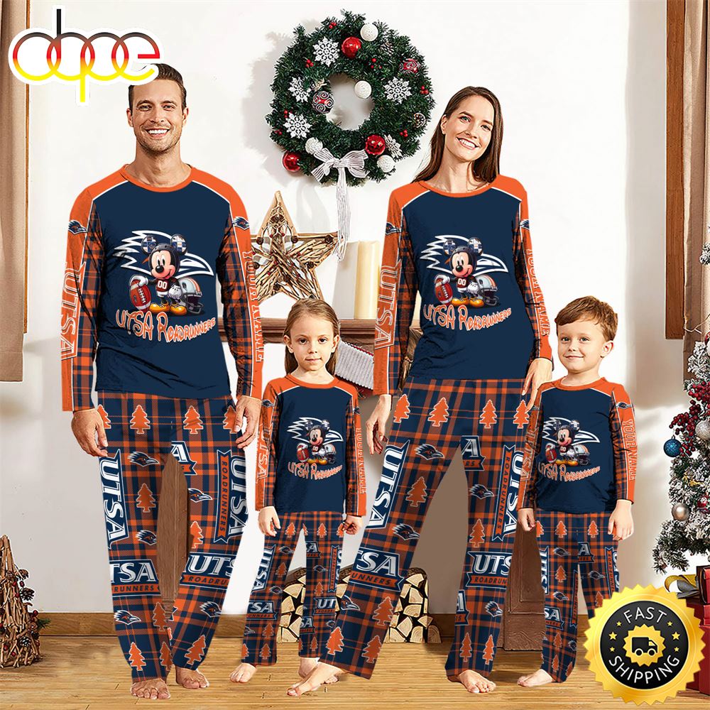 Sportswearmerch UTSA Roadrunners NCAA x Mickey Mouse Personalized Pajamas Family For Fan