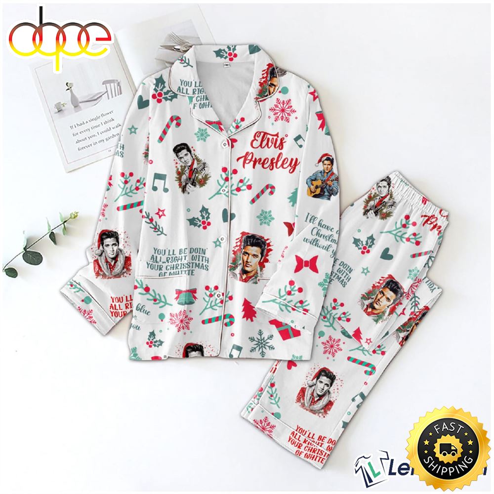 Sportswearmerch Valentine Elvis Presley Music Christmas Personalized Pajamas For Fan