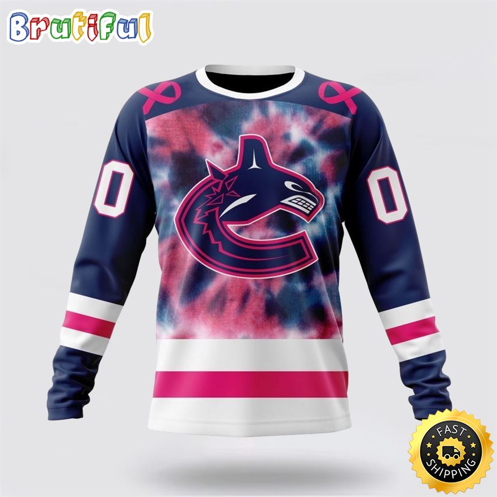 Sportswearmerch Vancouver Canucks NHL Crewneck Pink October Fight Breast Cancer Personalized Sweater For Fan