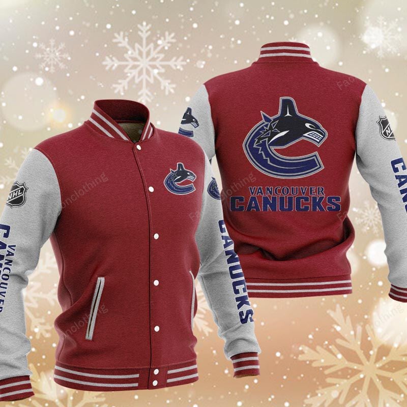 Sportswearmerch Vancouver Canucks NHL Personalized Baseball Jacket For Fan