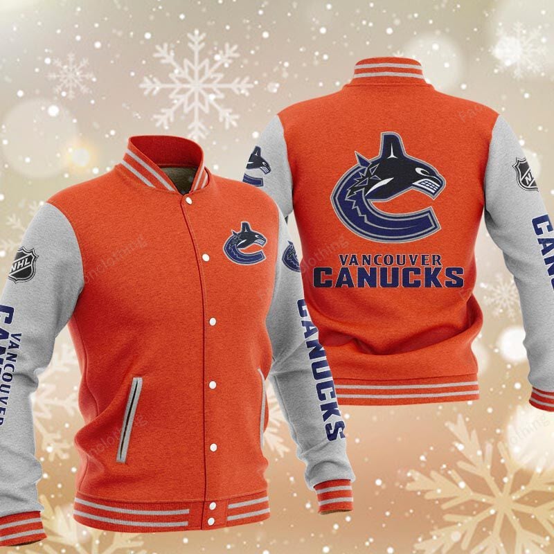 Sportswearmerch Vancouver Canucks NHL Personalized Baseball Jacket For Fan