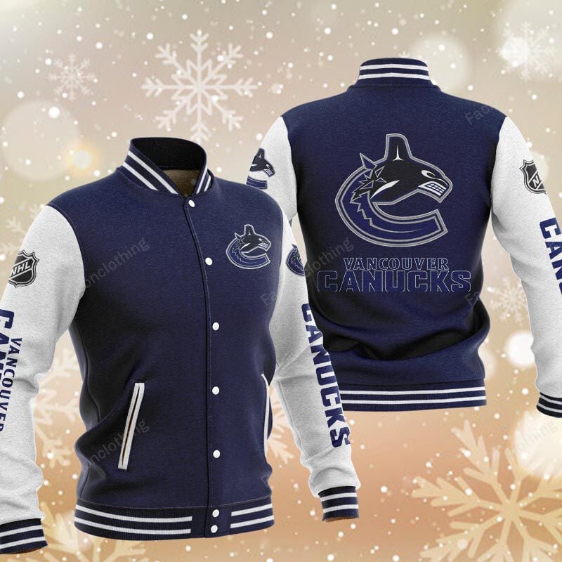 Sportswearmerch Vancouver Canucks NHL Personalized Baseball Jacket For Fan