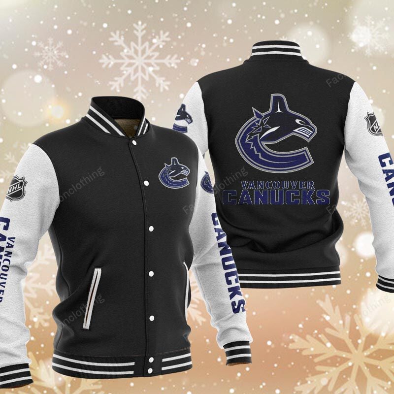 Sportswearmerch Vancouver Canucks NHL Personalized Baseball Jacket For Fan