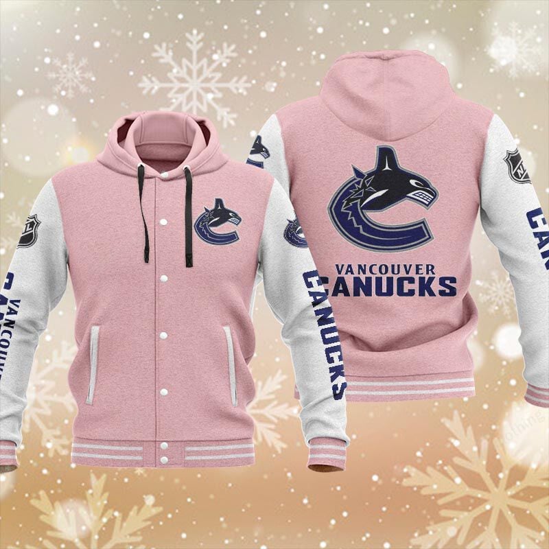 Sportswearmerch Vancouver Canucks NHL Personalized Hooded Baseball Jacket For Fan