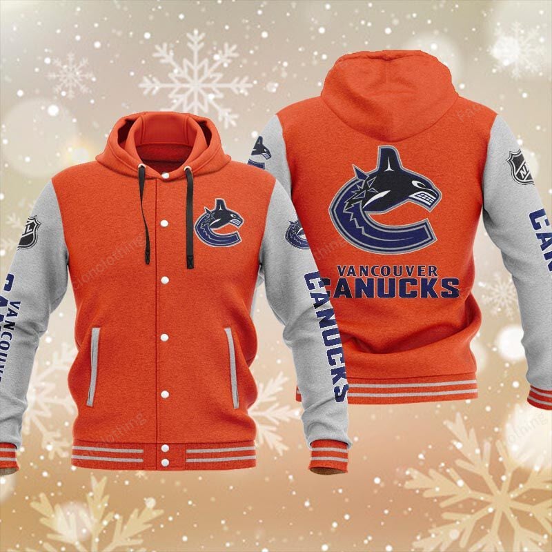 Sportswearmerch Vancouver Canucks NHL Personalized Hooded Baseball Jacket For Fan