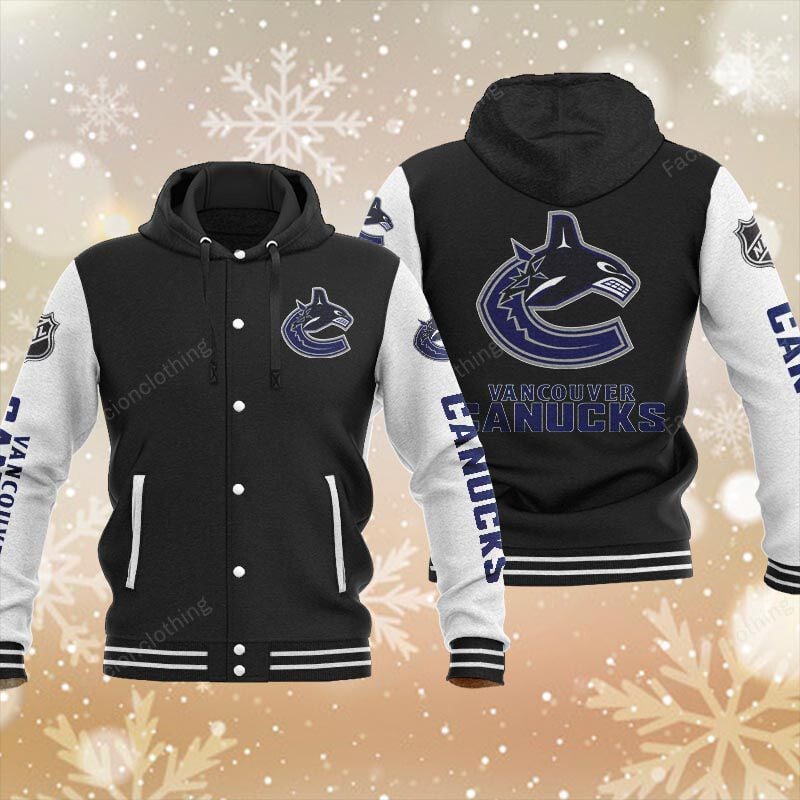 Sportswearmerch Vancouver Canucks NHL Personalized Hooded Baseball Jacket For Fan