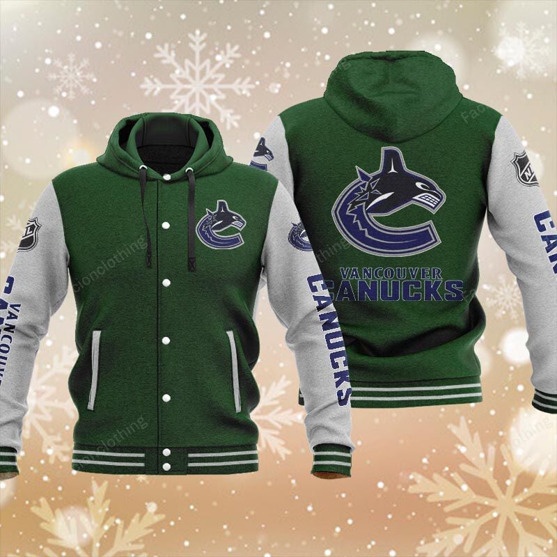 Sportswearmerch Vancouver Canucks NHL Personalized Hooded Baseball Jacket For Fan