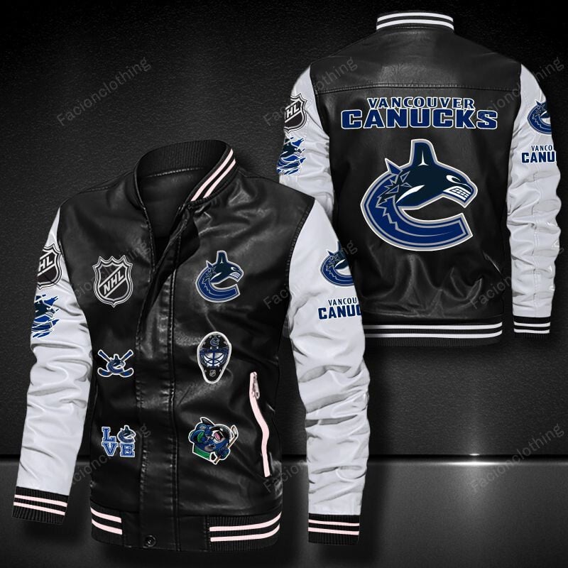Sportswearmerch Vancouver Canucks NHL Personalized Leather Bomber For Fan