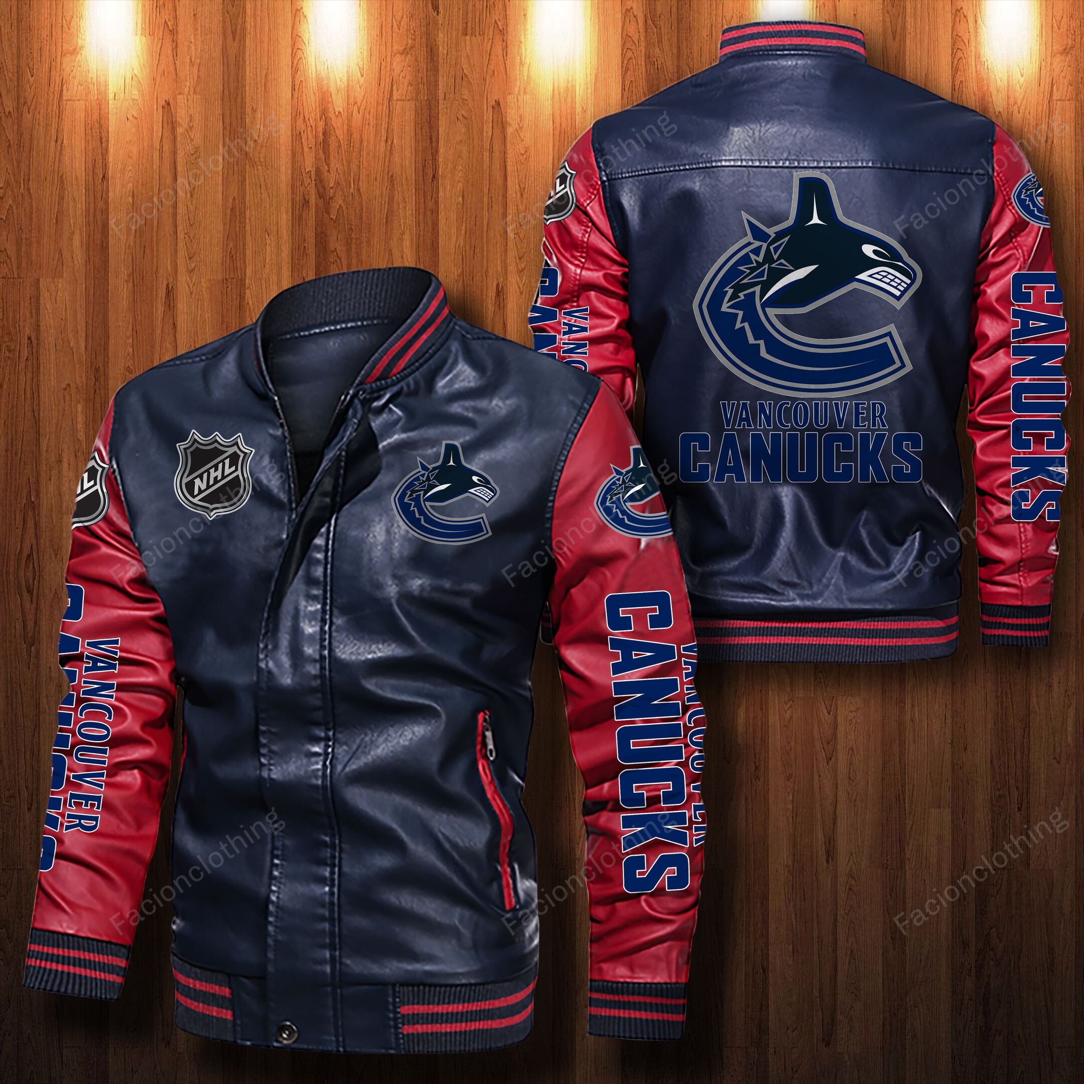 Sportswearmerch Vancouver Canucks NHL Personalized Leather Bomber For Fan