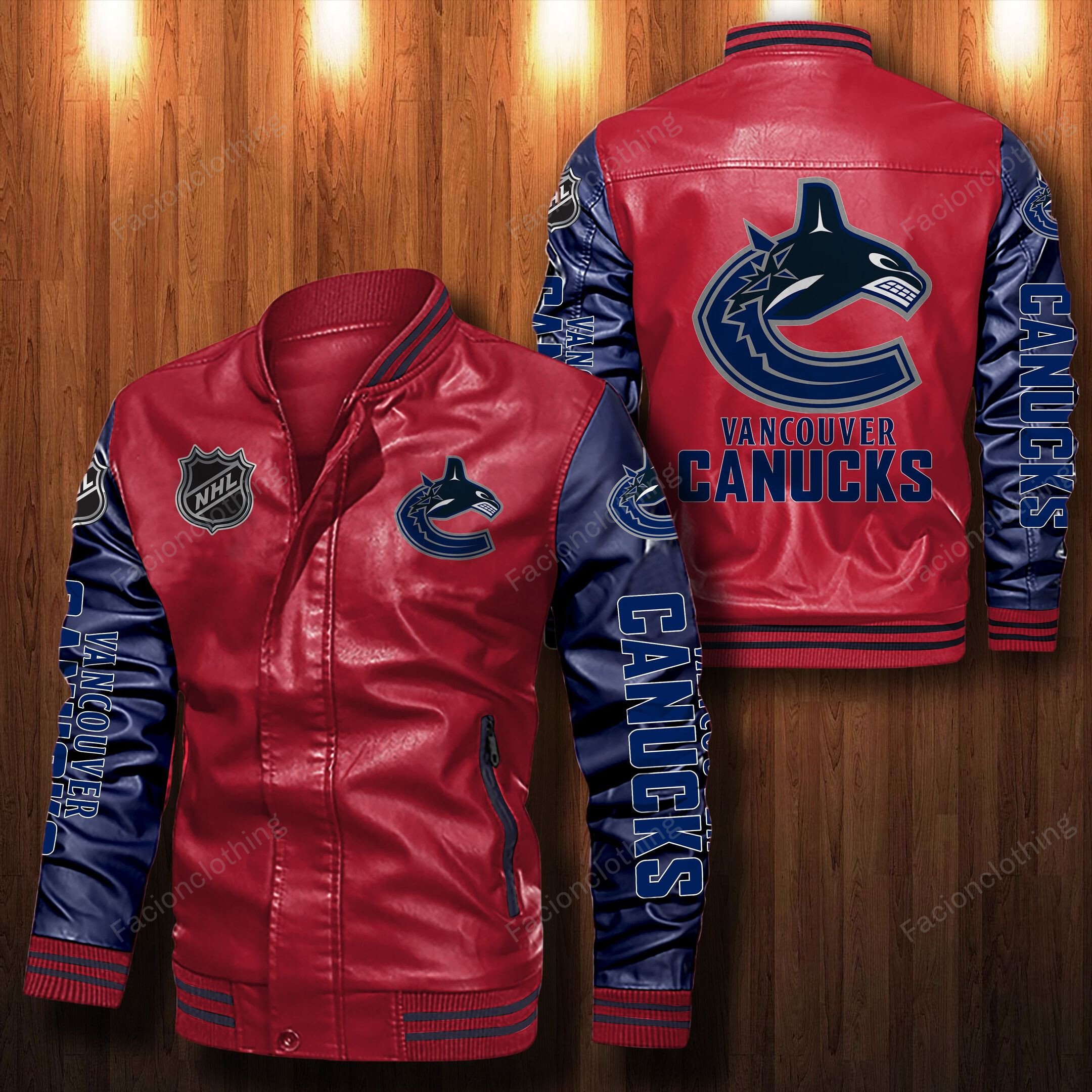 Sportswearmerch Vancouver Canucks NHL Personalized Leather Bomber For Fan
