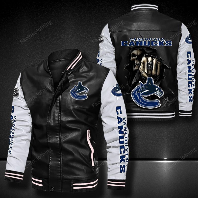Sportswearmerch Vancouver Canucks NHL Personalized Leather Bomber For Fan