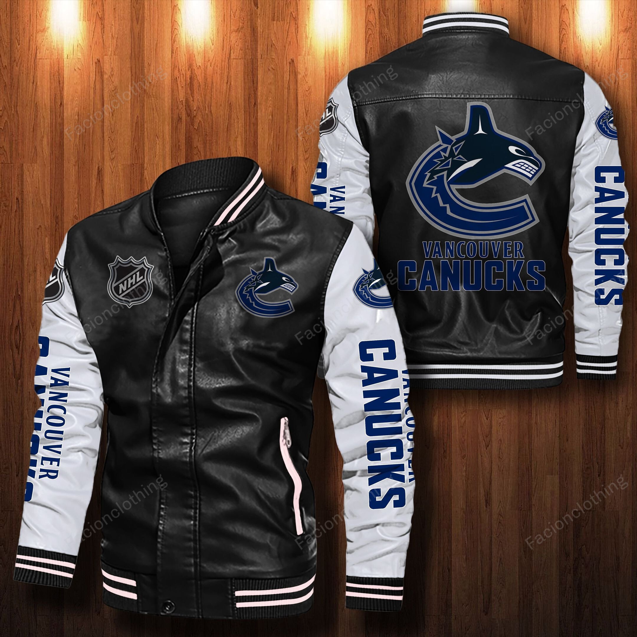Sportswearmerch Vancouver Canucks NHL Personalized Leather Bomber For Fan
