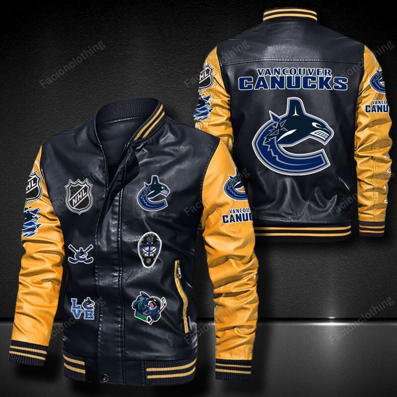 Sportswearmerch Vancouver Canucks NHL Personalized Leather Bomber For Fan