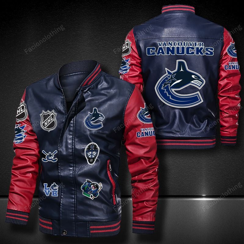 Sportswearmerch Vancouver Canucks NHL Personalized Leather Bomber For Fan