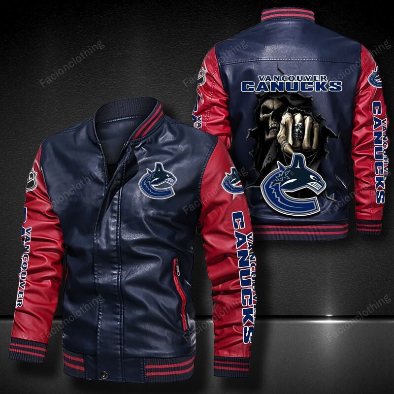 Sportswearmerch Vancouver Canucks NHL Personalized Leather Bomber For Fan