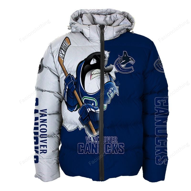 Sportswearmerch Vancouver Canucks NHL Personalized Puffer Jacket For Fan