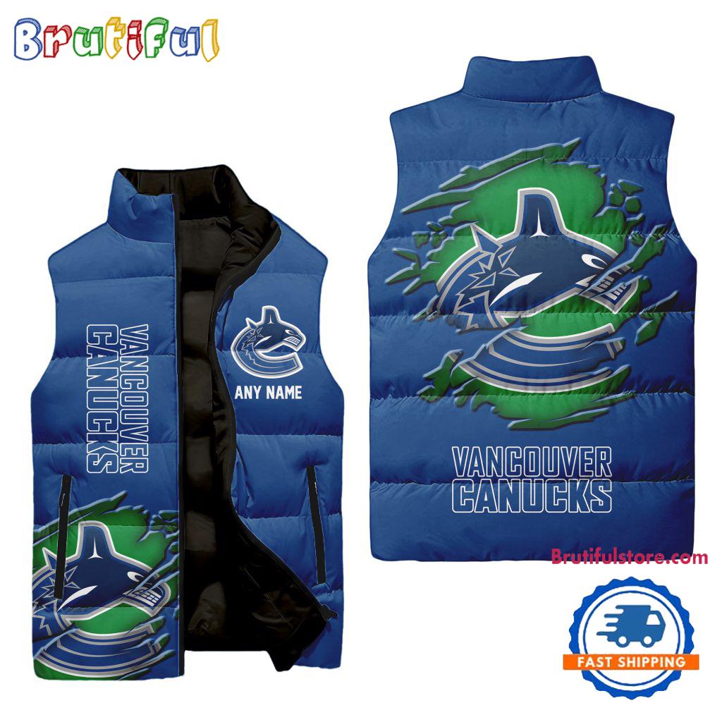 Sportswearmerch Vancouver Canucks NHL Personalized Sleeveless Puffer Jacket For Fan