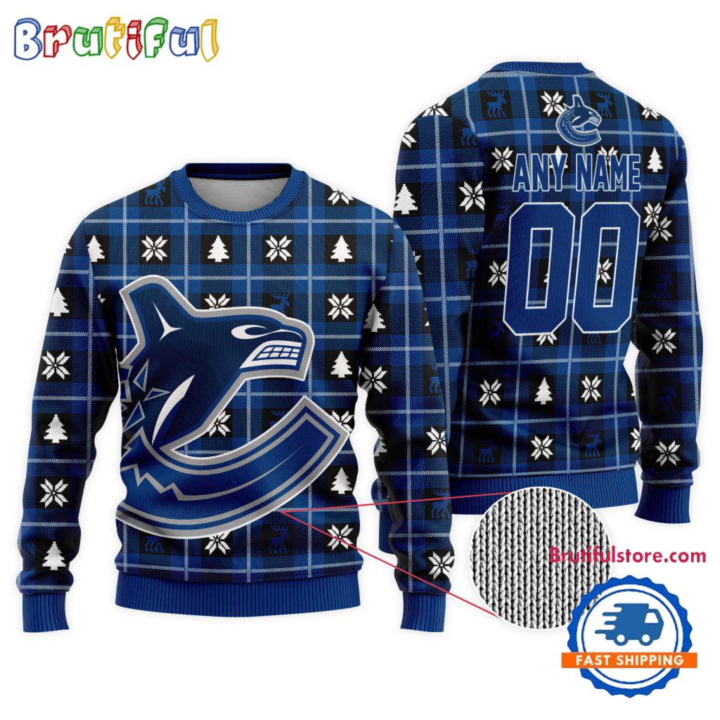 Sportswearmerch Vancouver Canucks NHL Personalized Snow Tree Ugly Christmas Sweater For Fan