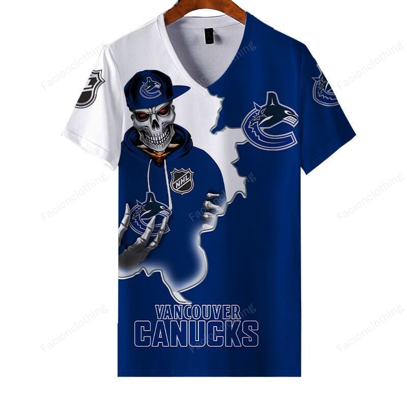 Sportswearmerch Vancouver Canucks NHL Personalized V-neck Women T-shirt For Fan