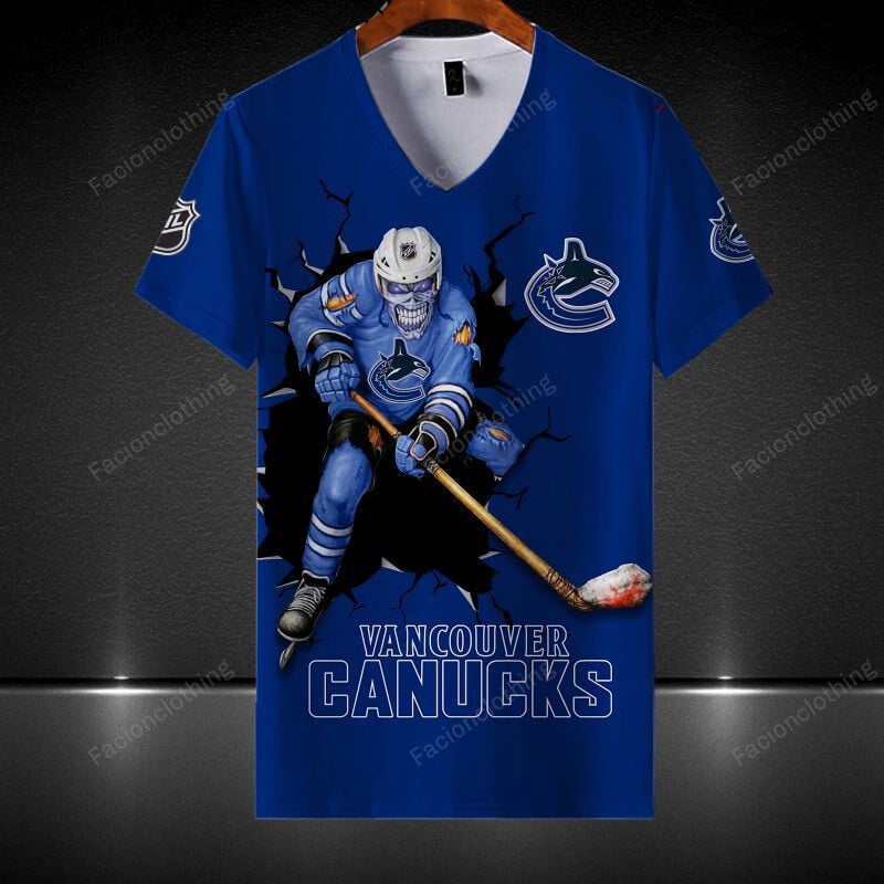 Sportswearmerch Vancouver Canucks NHL Personalized V-neck Women T-shirt For Fan