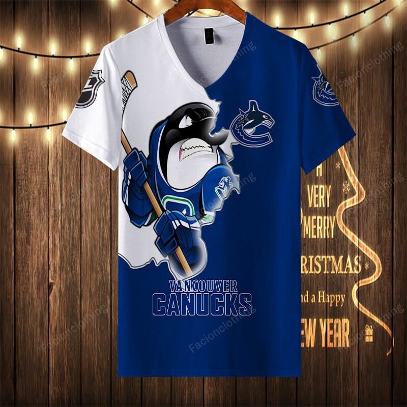 Sportswearmerch Vancouver Canucks NHL Personalized V-neck Women T-shirt For Fan