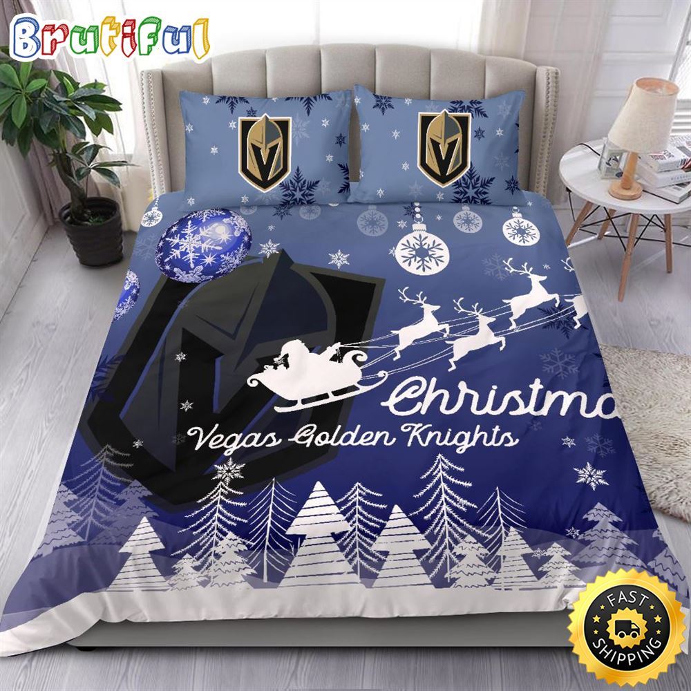 Sportswearmerch Vegas Golden Knights NHL Christmas Bedding Sets For Fan