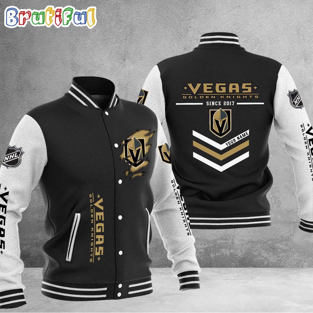 Sportswearmerch Vegas Golden Knights NHL Personalized Baseball Jacket For Fan