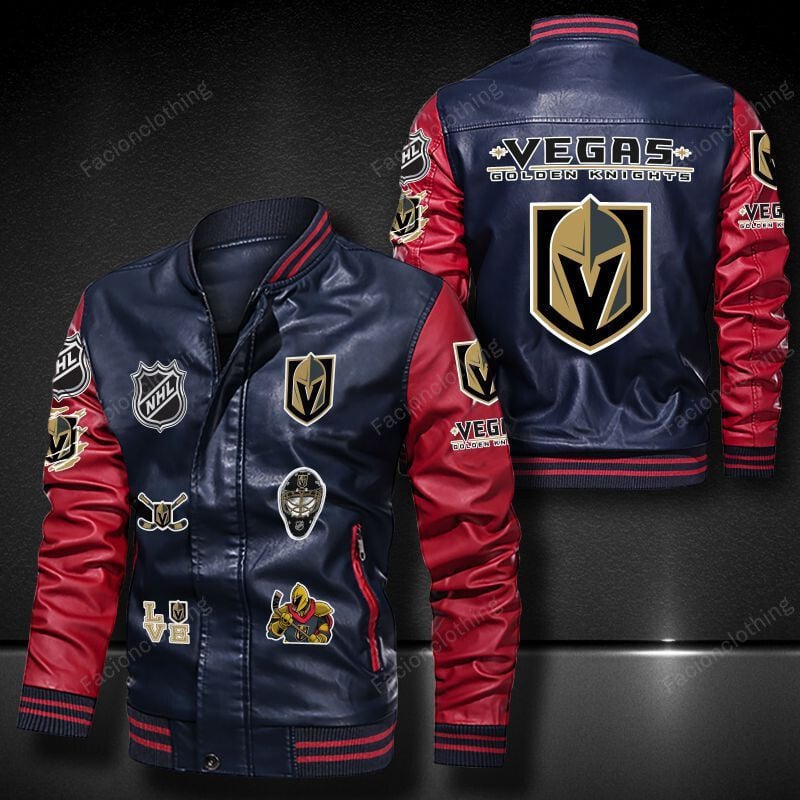 Sportswearmerch Vegas Golden Knights NHL Personalized Leather Bomber For Fan