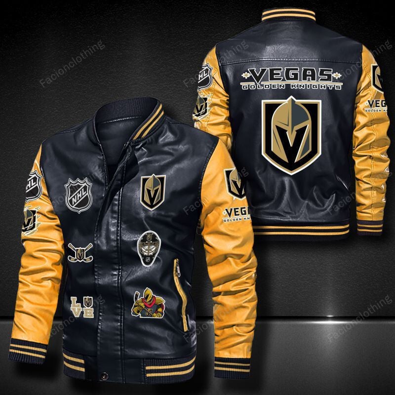 Sportswearmerch Vegas Golden Knights NHL Personalized Leather Bomber For Fan