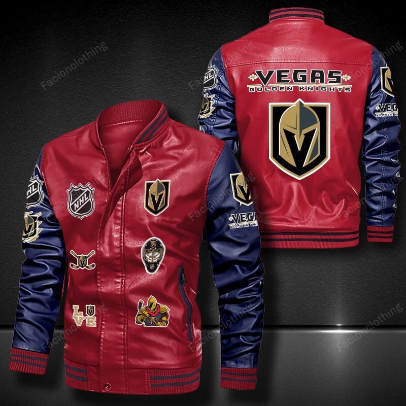 Sportswearmerch Vegas Golden Knights NHL Personalized Leather Bomber For Fan