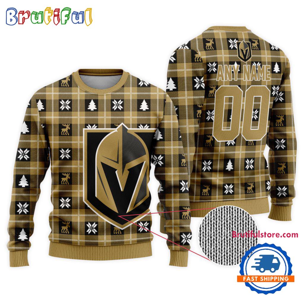 Sportswearmerch Vegas Golden Knights NHL Personalized Snow Tree Ugly Christmas Sweater For Fan