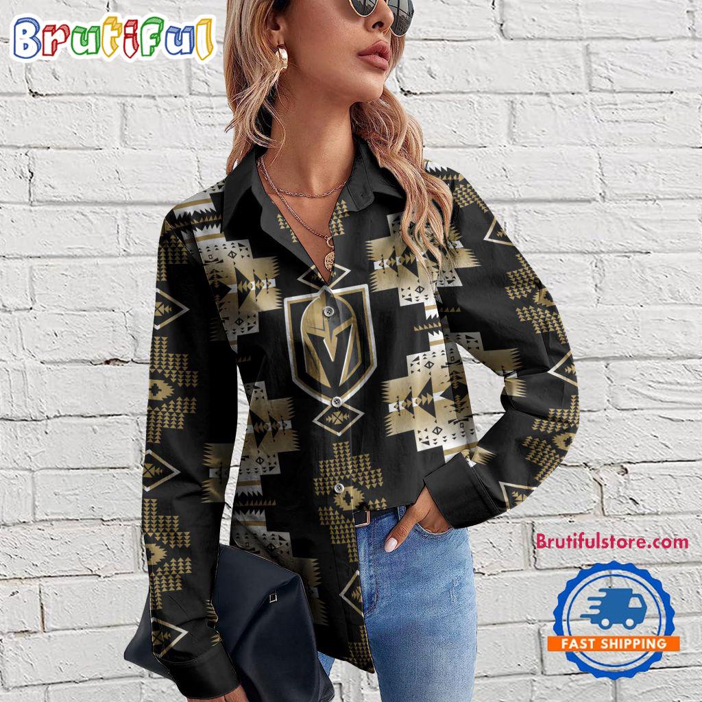 Sportswearmerch Vegas Golden Knights NHL Special Native American Women's Casual Shirt For Fan