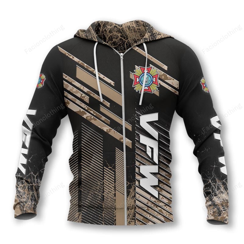 Sportswearmerch Veterans of Foreign Wars Personalized Zip Hoodie For Fan