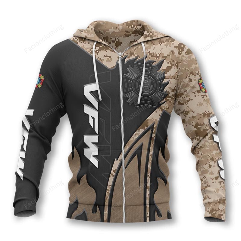 Sportswearmerch Veterans of Foreign Wars Personalized Zip Hoodie For Fan