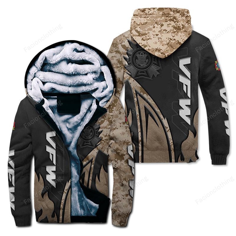 Sportswearmerch Veterans of Foreign Wars Personalized Zip Hoodie Velvet Hoodie For Fan