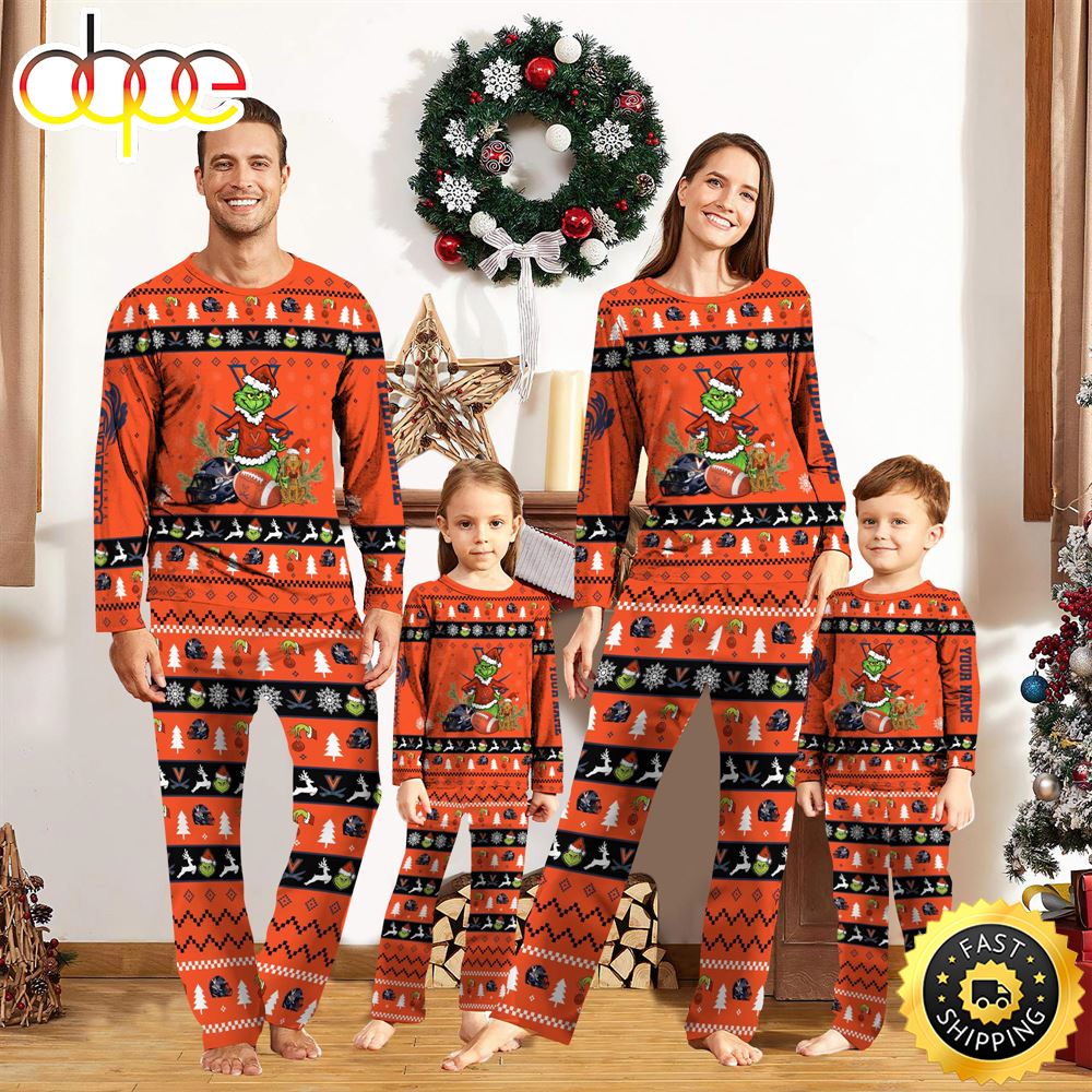 Sportswearmerch Virginia Cavaliers NCAA Grinch Christmas Personalized Pajamas For Fan