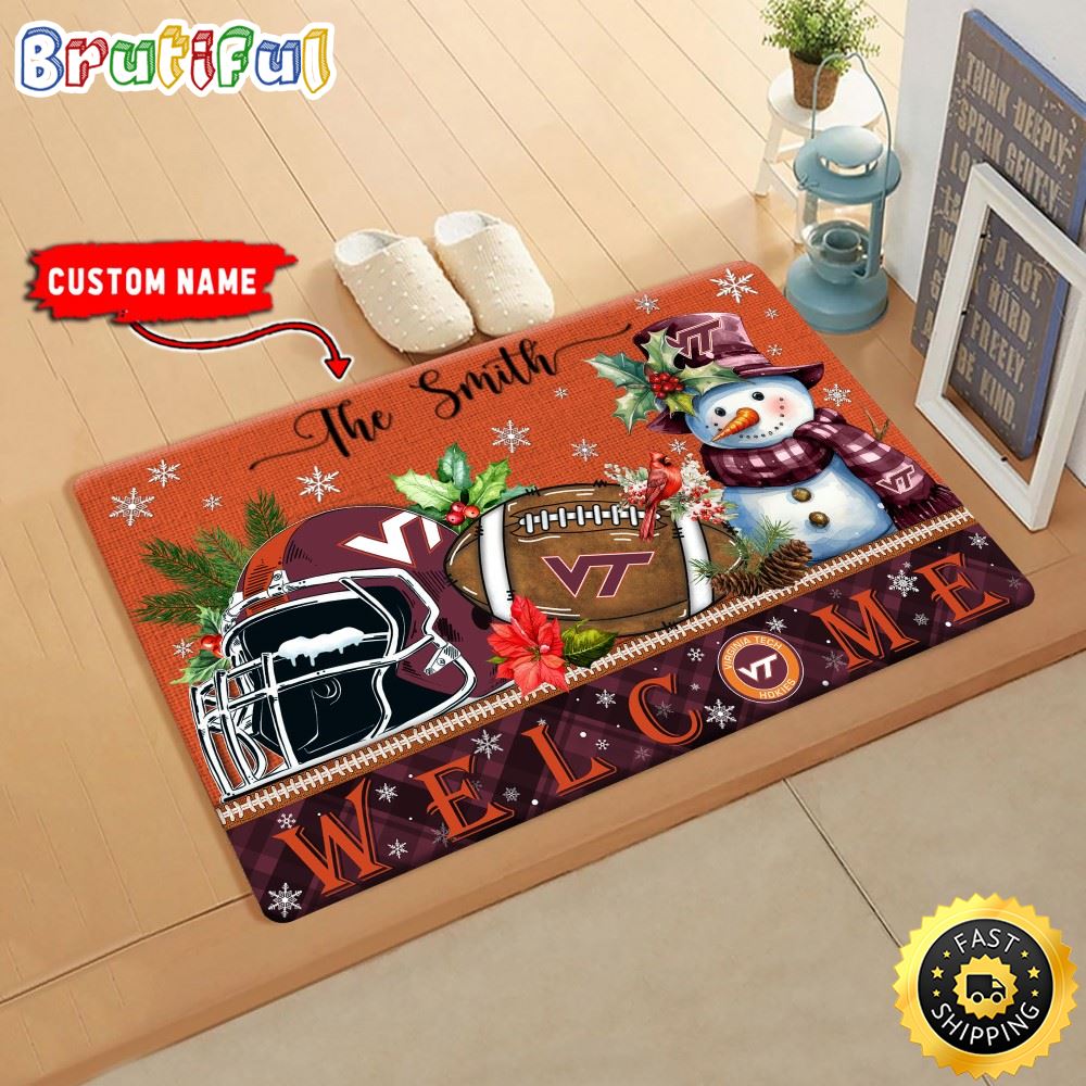 Sportswearmerch Virginia Tech Hokies NCAA Christmas Doormat For Fan