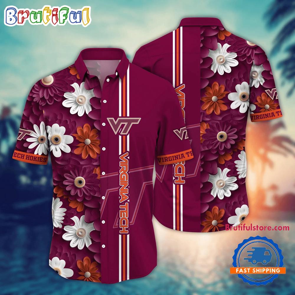 Sportswearmerch Virginia Tech Hokies NCAA Flower Summer Personalized Hawaiian Shirt For Fan