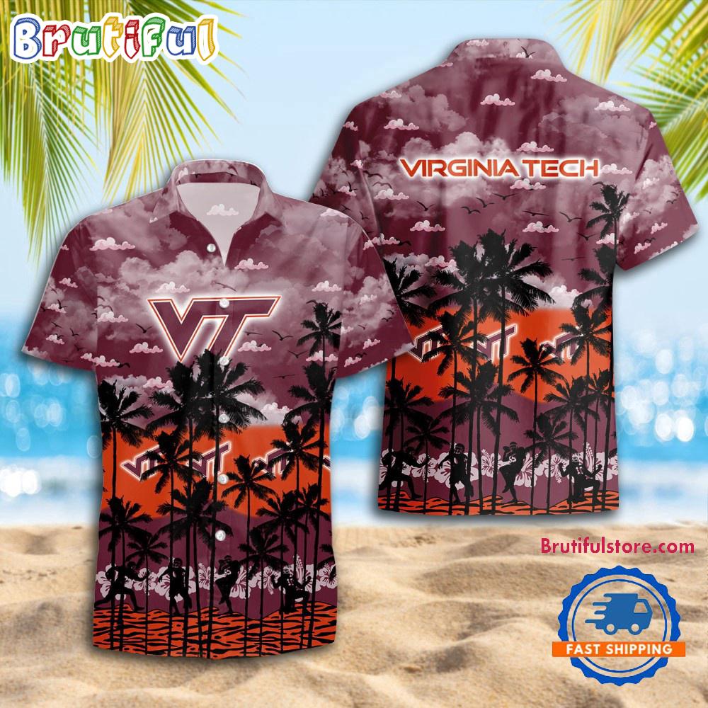 Sportswearmerch Virginia Tech Hokies NCAA Palm Tree Personalized Hawaiian Shirt For Fan