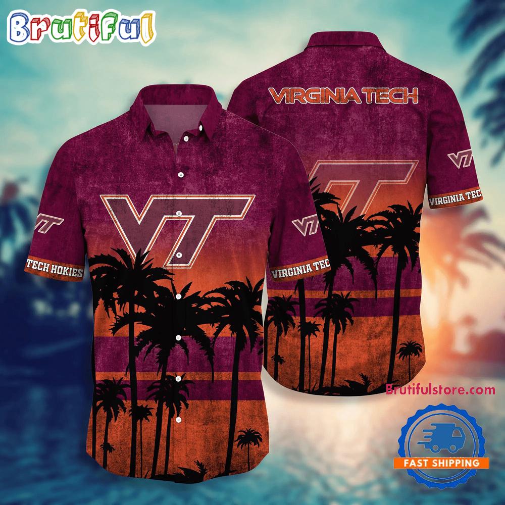Sportswearmerch Virginia Tech Hokies NCAA Palm Tree Tropical Summer Beach Hawaiian Shirt For Fan