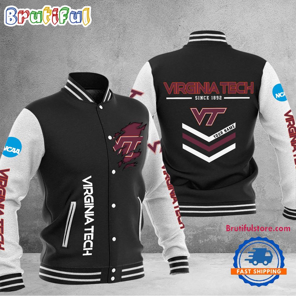 Sportswearmerch Virginia Tech Hokies NCAA Personalized Personalized Baseball Jacket For Fan