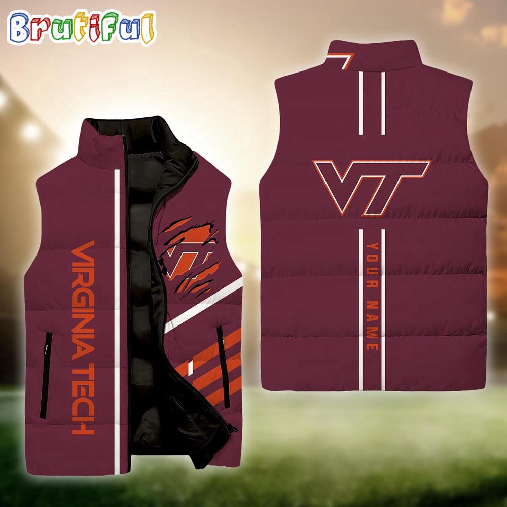 Sportswearmerch Virginia Tech Hokies NCAA Personalized Sleeveless Down Puffer Jacket For Fan