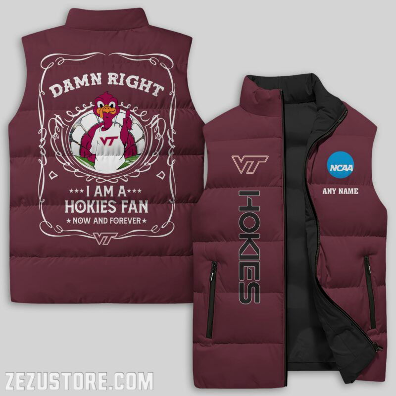Sportswearmerch Virginia Tech Hokies NCAA Sleeveless Puffer Jacket For Fans