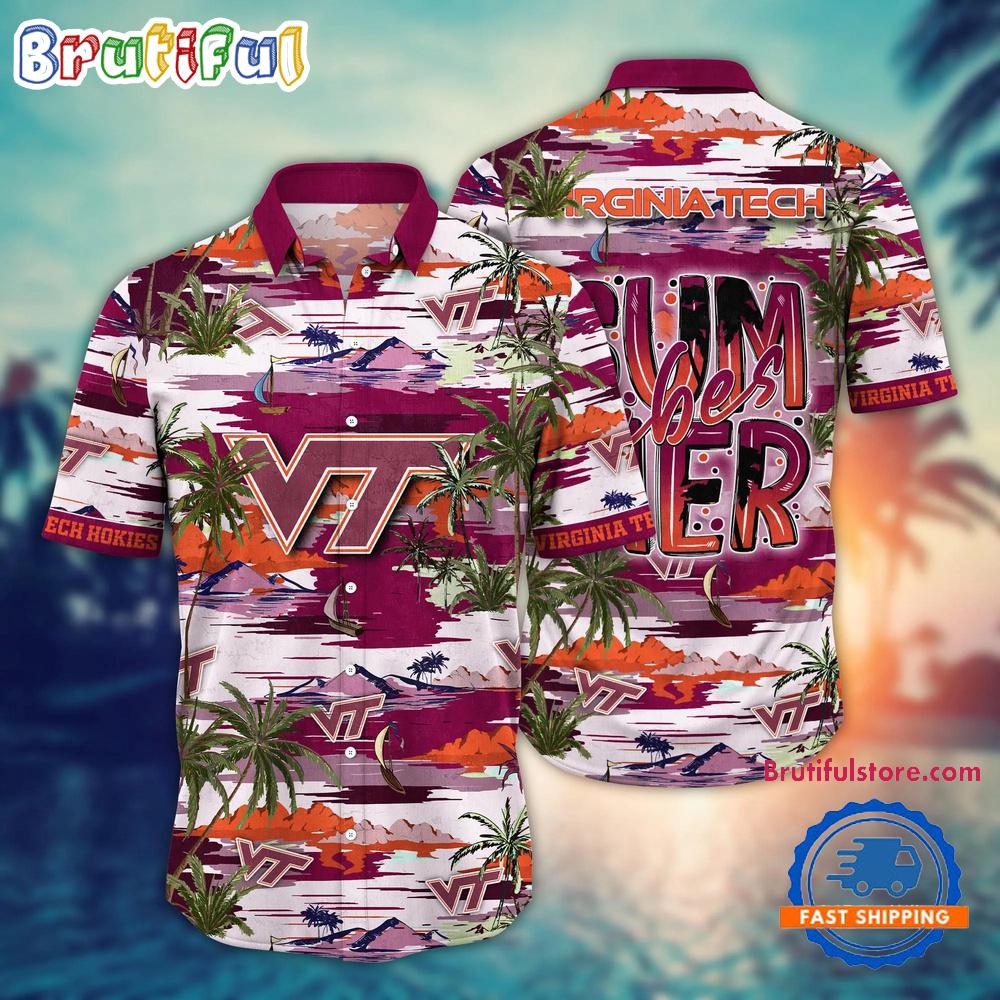 Sportswearmerch Virginia Tech Hokies NCAA Summer Beach Personalized Hawaiian Shirt For Fan