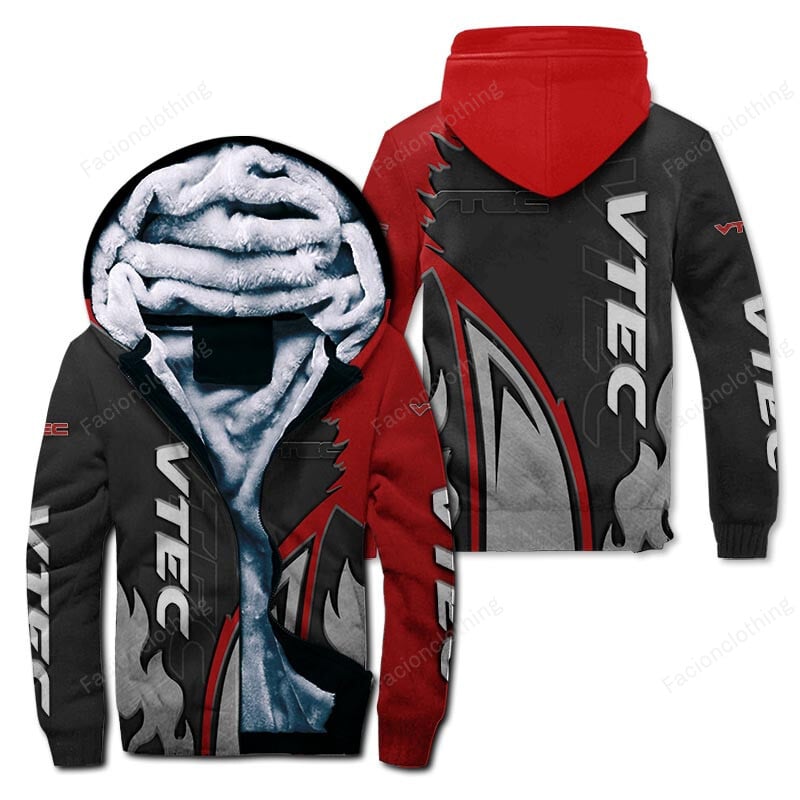 Sportswearmerch VTEC Motorcycle Personalized Zip Hoodie Velvet Hoodie For Fan