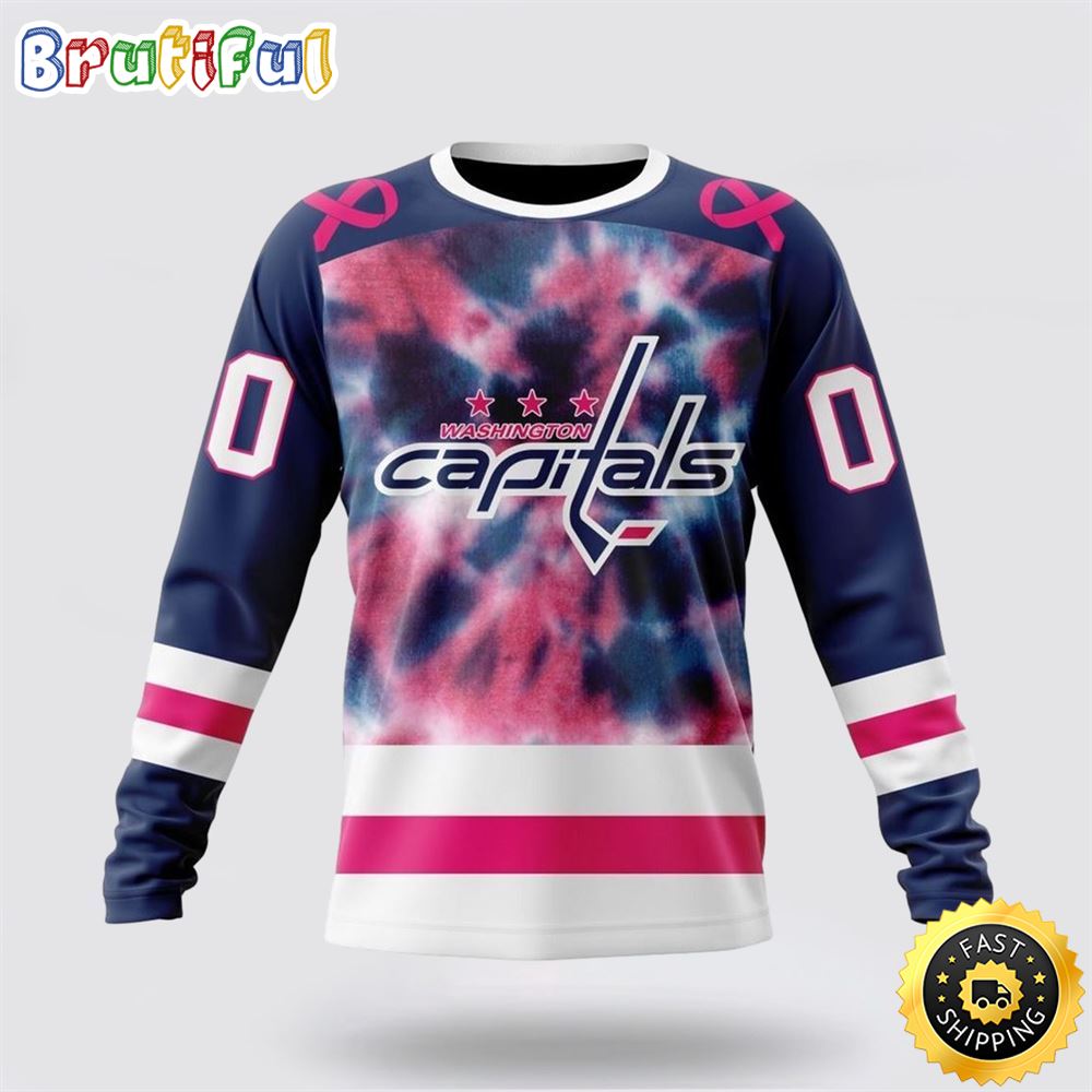 Sportswearmerch Washington Capitals NHL Crewneck Pink October Fight Breast Cancer Personalized Sweater For Fan